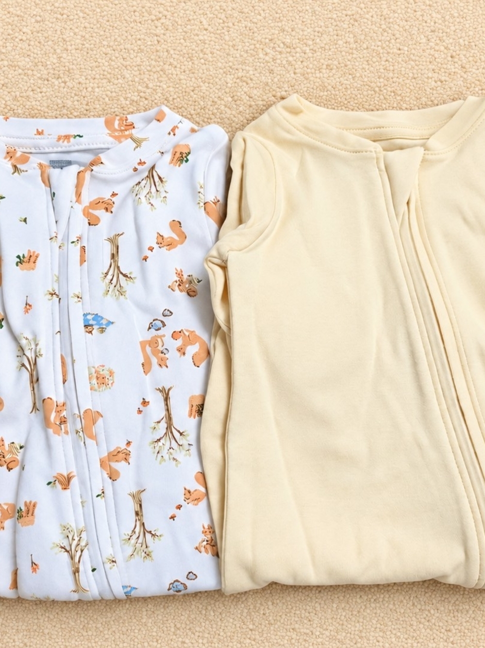 Baby Sleep Snacks - Woodland Print & Solid Cream